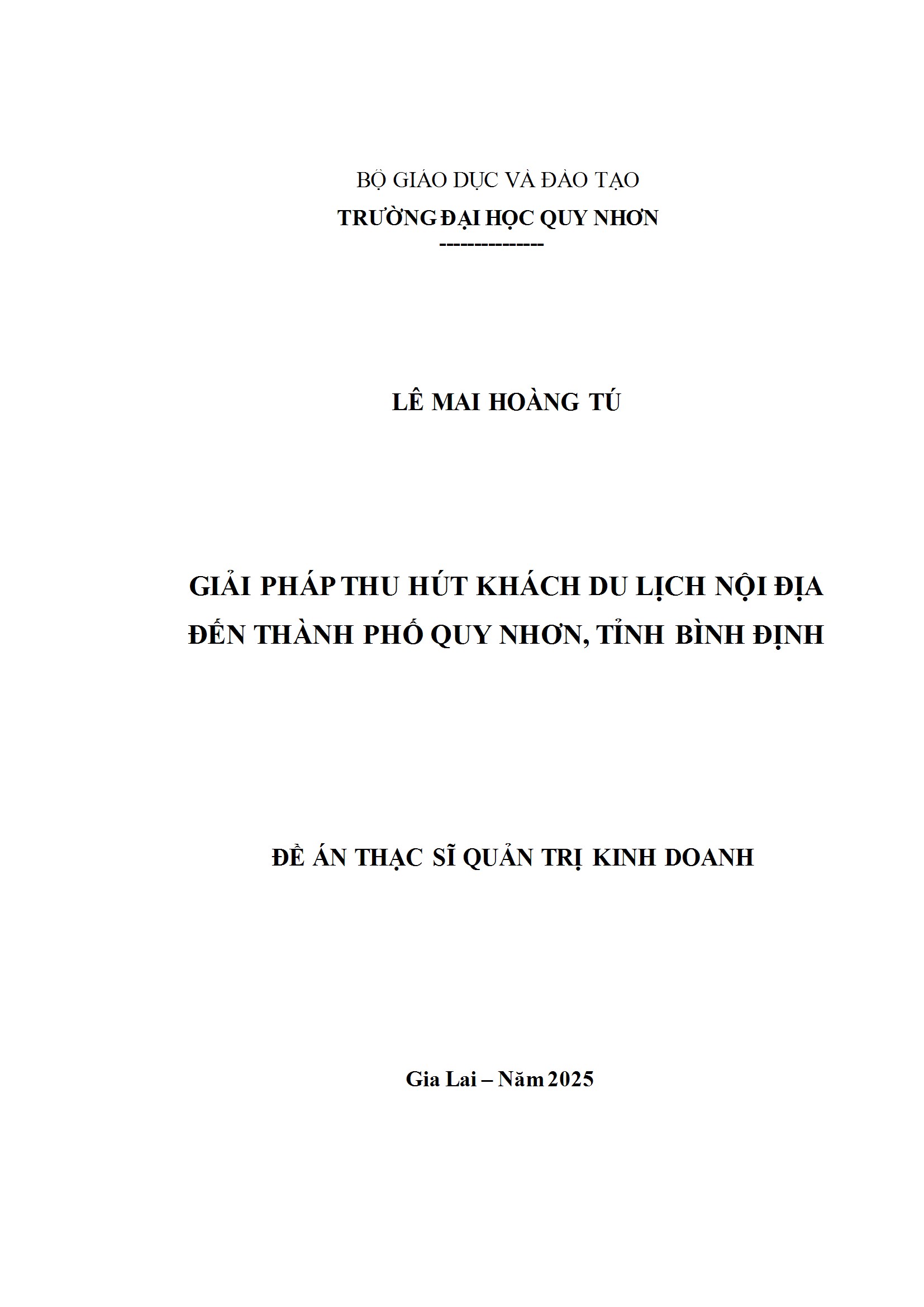Giải pháp thu hút khách du lịch nội địa đến thành phố Quy Nhơn, tỉnh Bình Định