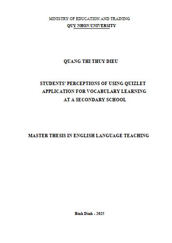 Students' perceptions of using Quizlet application for vocabulary learning at a secondary school