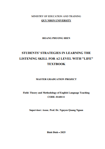 Students’ strategies in learning the listening skill for A2 level with “Life” textbook