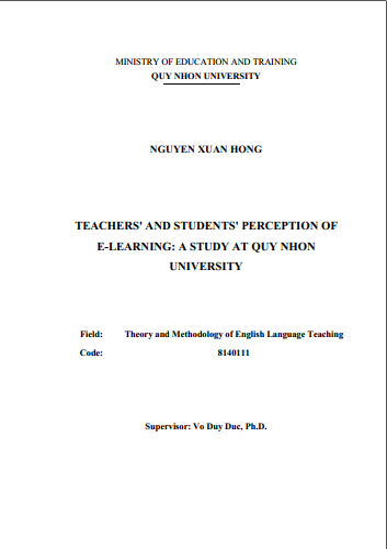 Teachers' and students' perception of E-learning : A study at Quy Nhon University
