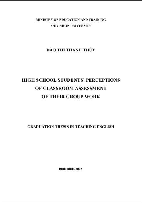 High School students’ perceptions of classroom assessment of their group work