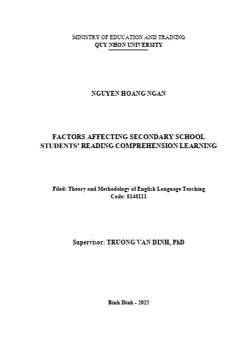 Factors affecting Secondary School Students’ Reading comprehension learning