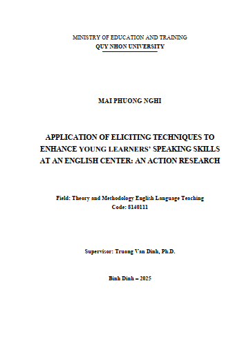 Application of Eliciting Techniques to enhance young learners' speaking skill at an English center : An action research
