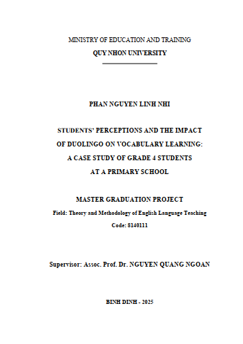 Students’ perceptions and impacts of the Duolingo app in vocabulary learning : A study of grade 4 children at a Primary school