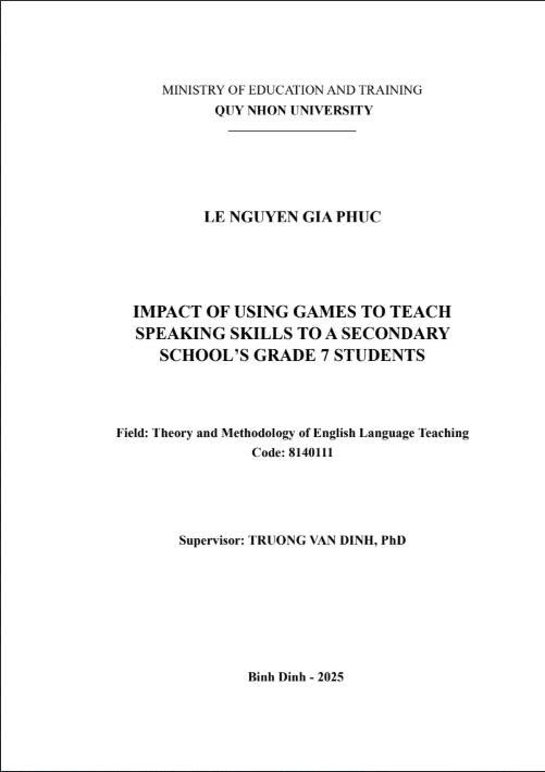 Impact Of using games to teach speaking skills to a Secondary School's grade 7 students
