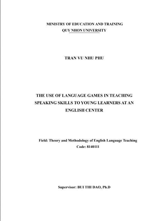 The use of language games in teaching speaking skills to young learners at an English center