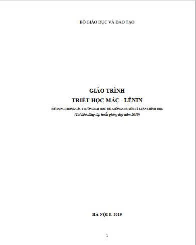 Giáo trình Triết học - Mác Lênin : Tài liệu tập huấn giảng dạy năm 2019