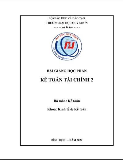 Bài giảng học phần Kế toán tài chính 2