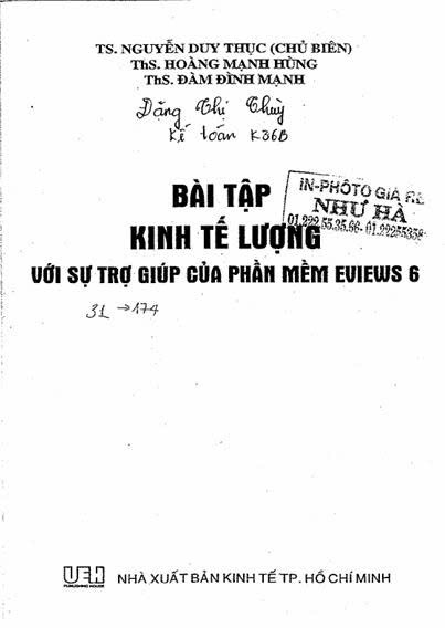 Bài tập kinh tế lượng với sự trợ giúp của phần mềm Eviews 6