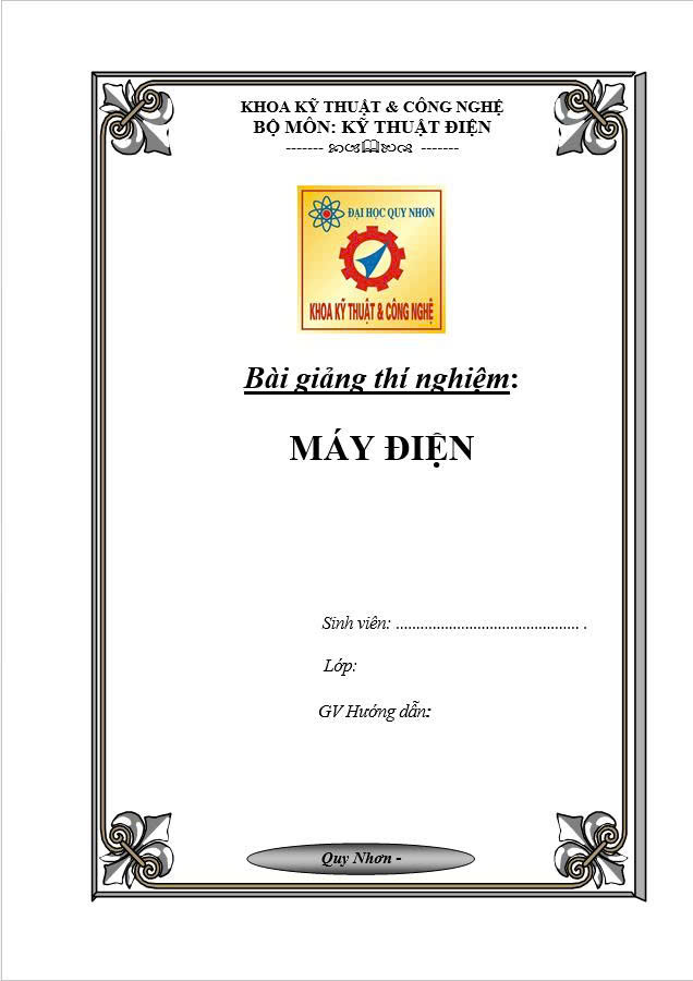 Bài giảng thí nghiệm máy điện