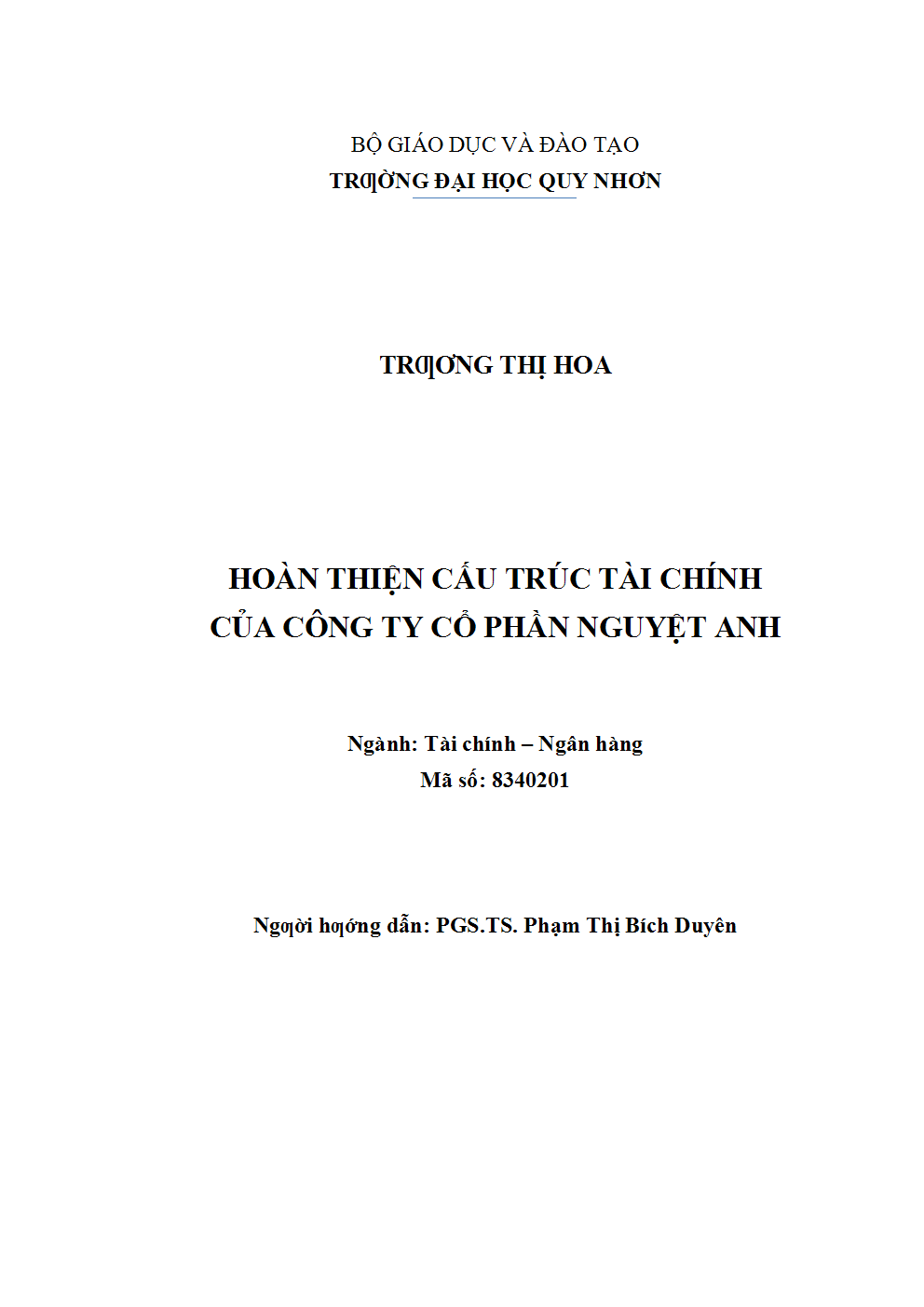 Hoàn thiện cấu trúc tài chính của Công ty Cổ phần Nguyệt Anh