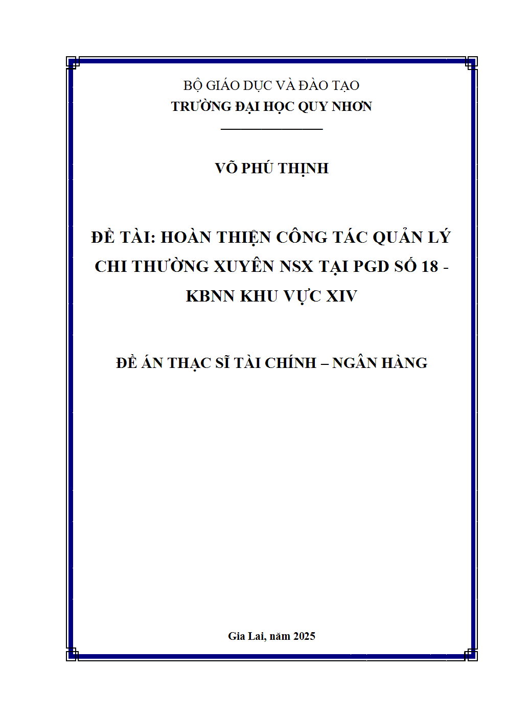 Hoàn thiện công tác quản lý chi thường xuyên ngân sách cấp xã tại Phòng Giao dịch số 18 - Kho bạc Nhà nước Khu vực XIV