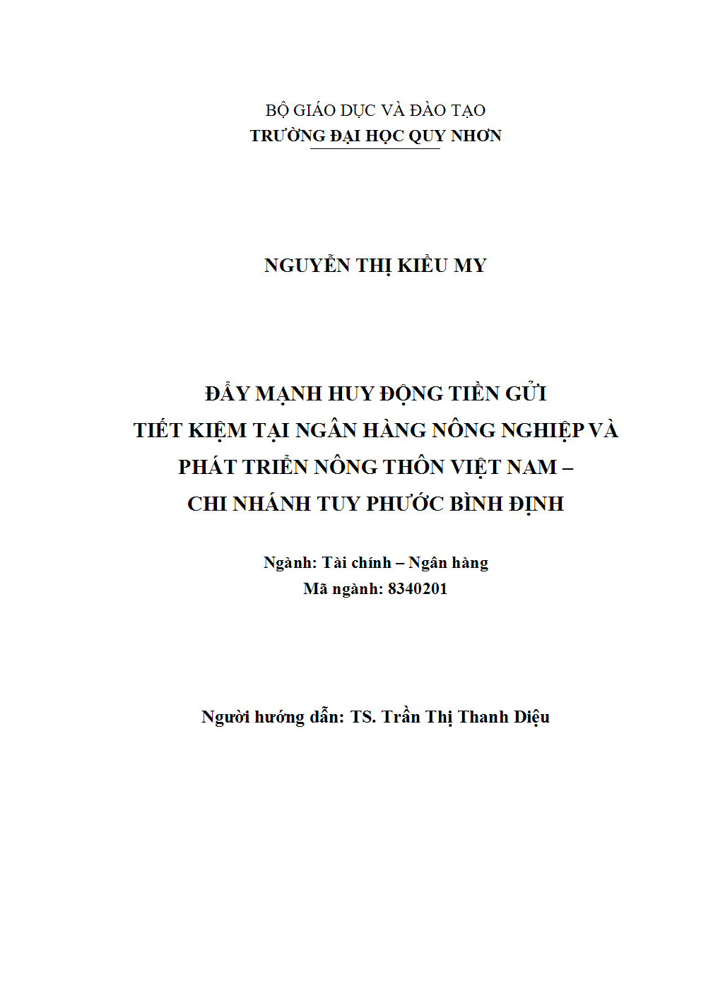 Đẩy mạnh huy động tiền gửi tiết kiệm tại Ngân hàng Nông nghiệp và Phát triển nông thôn Việt Nam - Chi nhánh Tuy Phước Bình Định