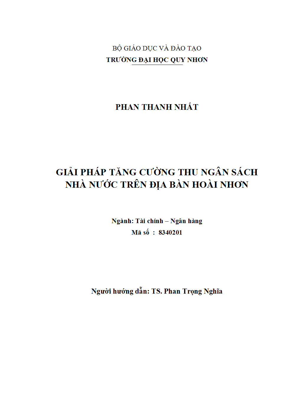 Giải pháp tăng cường thu ngân sách nhà nước trên địa bàn Hoài Nhơn