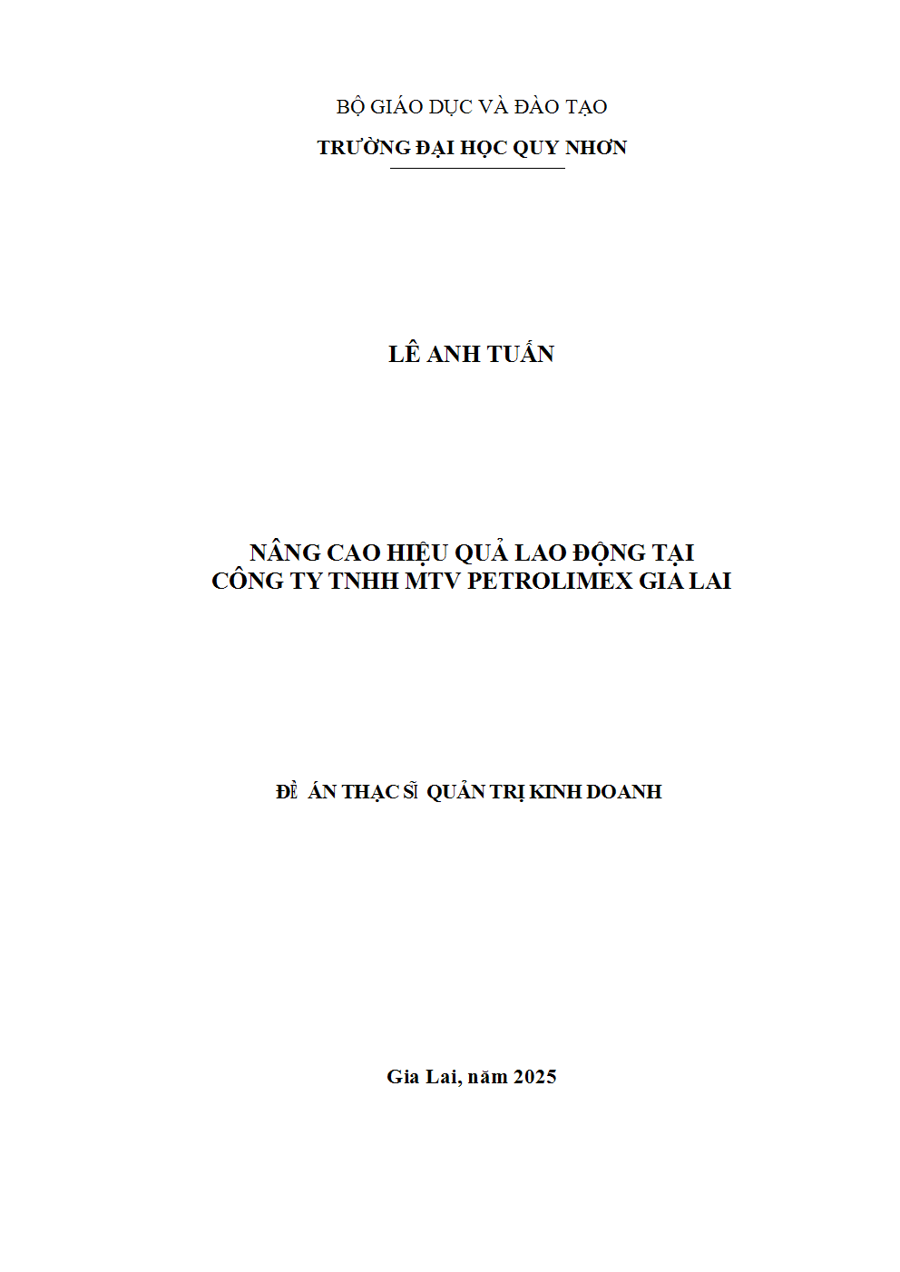 Nâng cao hiệu quả sử dụng lao động tại Công ty TNHH MTV Petrolimex Gia Lai