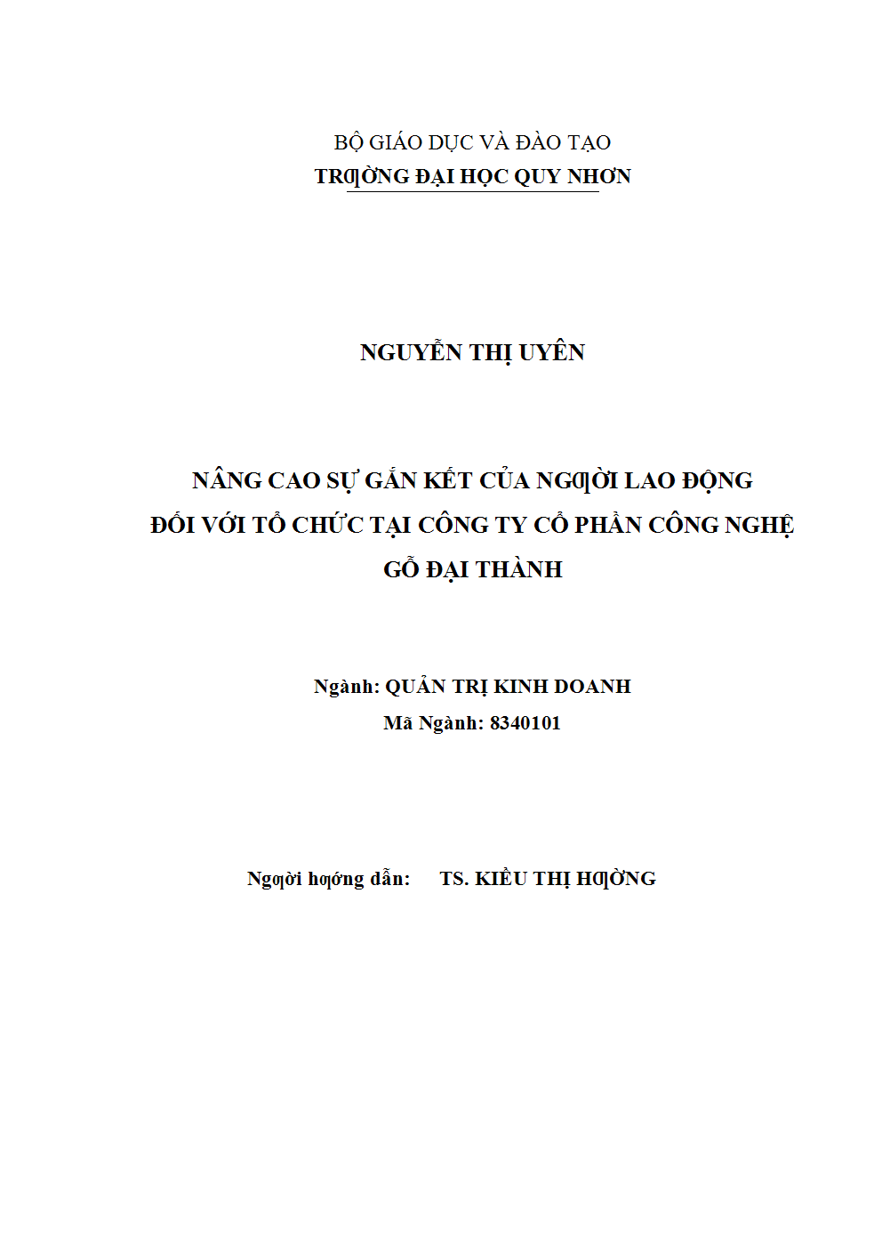 Nâng cao sự gắn kết của người lao động đối với tổ chức tại Công ty Cổ phần Công nghệ Gỗ Đại Thành