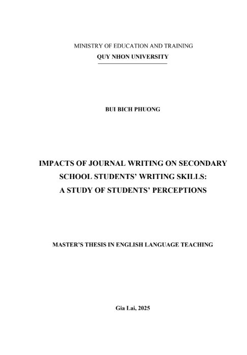 Impacts of journal writing on secondary school students’ writing skills