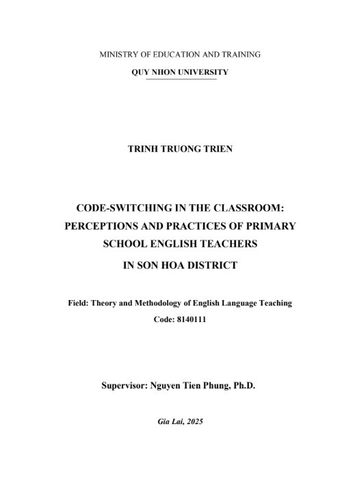 Code-switching in the classroom: Perceptions and practices of primary school English teachers in Son Hoa district