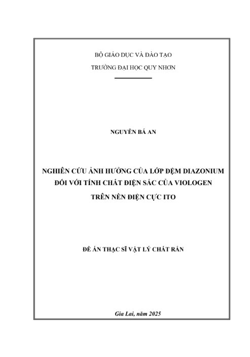 Nghiên cứu ảnh hưởng của lớp đệm Diazonium đối với tính chất điện sắc của Viologen trên nền điện cực ITO
