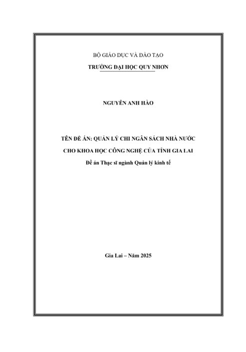 Quản lý chi ngân sách nhà nước cho khoa học công nghệ của tỉnh Gia Lai