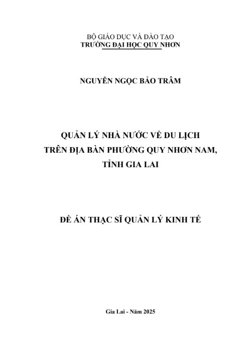 Quản lý nhà nước về du lịch trên địa bàn phường Quy Nhơn Nam, tỉnh Gia Lai