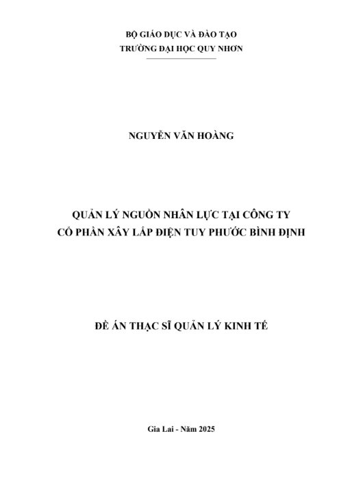 Quản lý nguồn nhân lực tại Công ty cổ phần Xây lắp điện Tuy Phước Bình Định