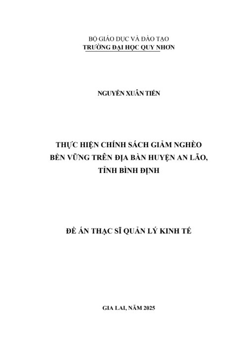 Thực hiện chính sách giảm nghèo bền vững trên địa bàn huyện An Lão, tỉnh Bình Định