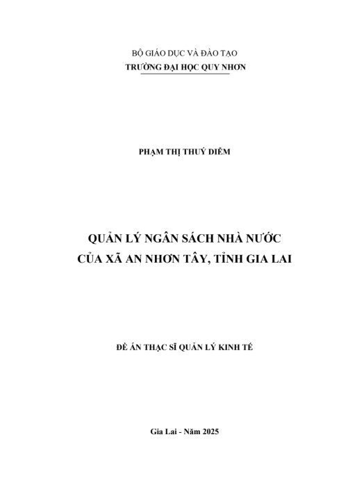 Quản lý ngân sách nhà nước của xã An Nhơn Tây, tỉnh Gia Lai