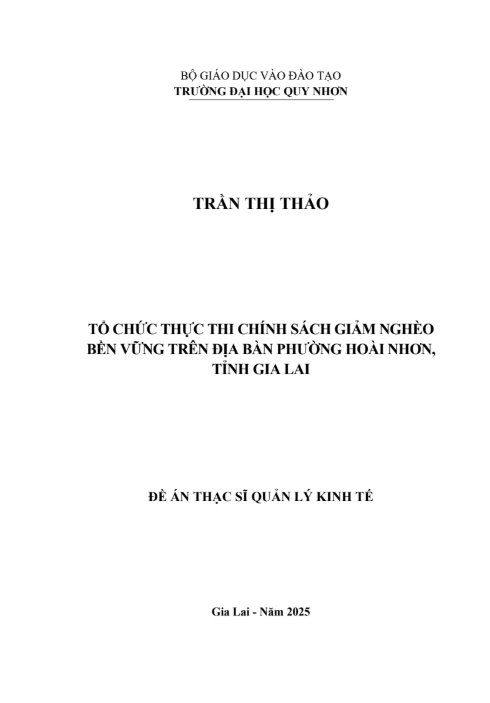 Tổ chức thực thi chính sách giảm nghèo bền vững trên địa bàn phường Hoài Nhơn, tỉnh Gia Lai