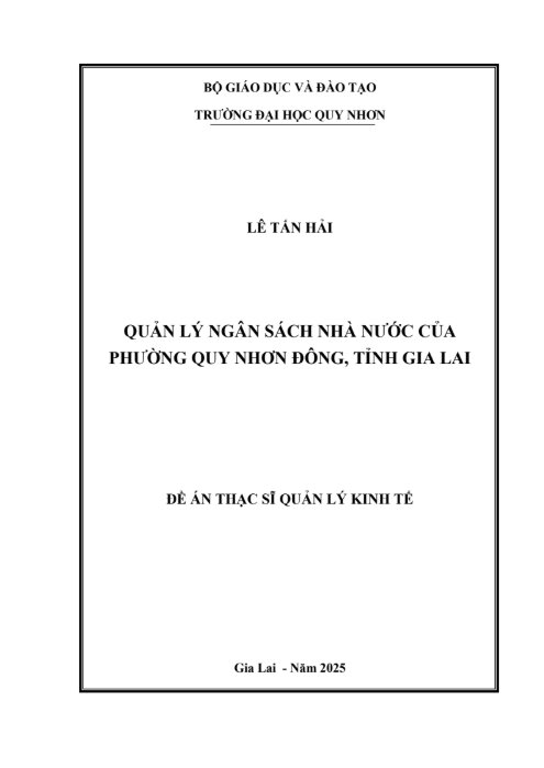 Quản lý ngân sách nhà nước của phường Quy Nhơn Đông, tỉnh Gia Lai