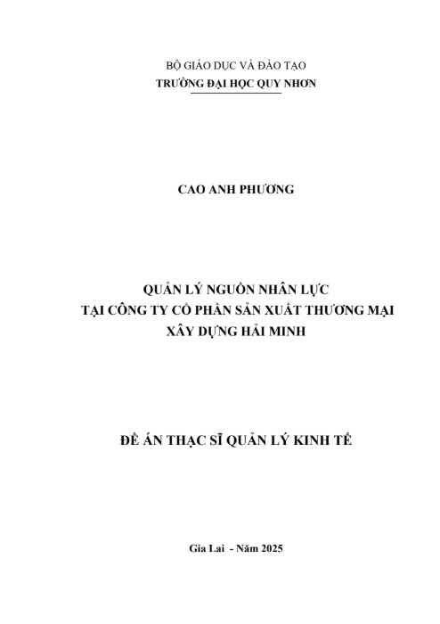 Quản lý nguồn nhân lực tại Công ty cổ phần sản xuất thương mại xây dựng Hải Minh