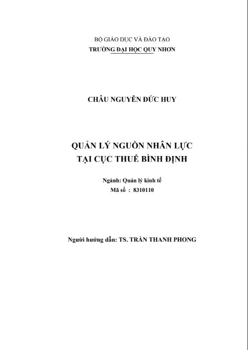 Quản lý nguồn nhân lực tại cục thuế Bình Định