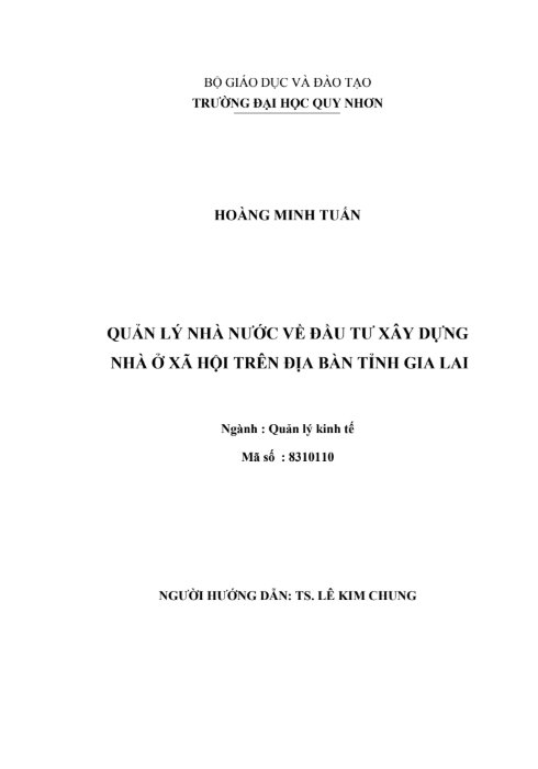 Quản lý nhà nước về đầu tư xây dựng nhà ở xã hội trên địa bàn tỉnh Gia Lai