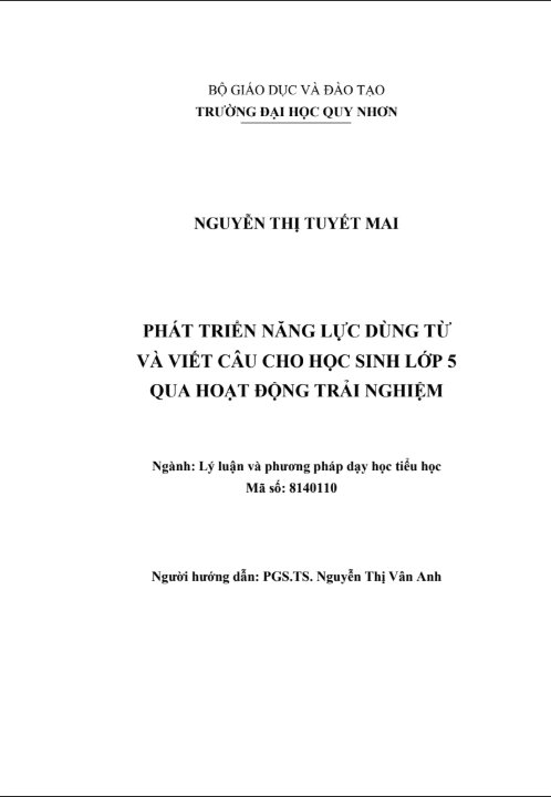 Phát triển năng lực dùng từ và viết câu cho học sinh lớp 5 qua hoạt động trải nghiệm