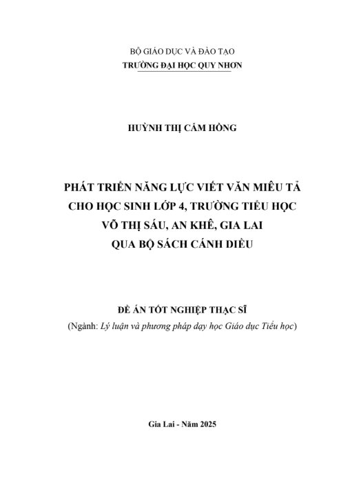 Phát triển năng lực viết văn miêu tả cho học sinh lớp 4, Trường Tiểu học Võ Thị Sáu, An Khê, Gia Lai qua bộ sách Cánh Diều