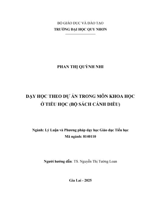 Dạy học theo dự án trong môn Khoa học ở Tiểu học (bộ sách Cánh Diều)