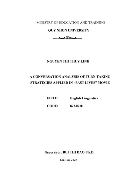 A conversation analysis of Turn-taking strategies applied in "Past Live" moive