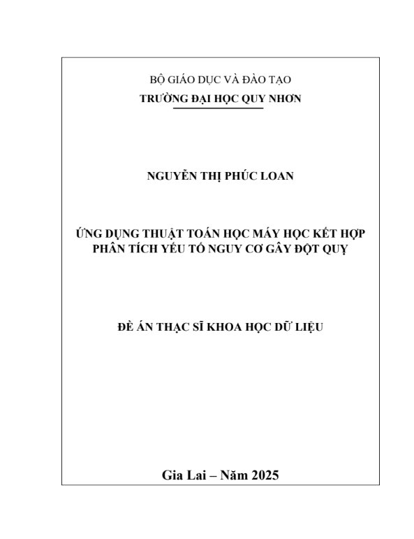 Ứng dụng thuật toán học máy học kết hợp phân tích yếu tố nguy cơ gây đột quỵ
