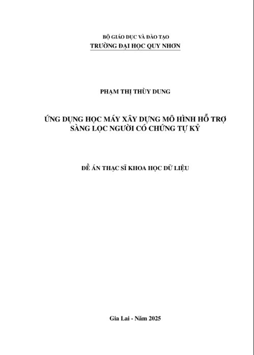 Ứng dụng học máy xây dưng mô hình hỗ trợ sàng lọc người có chứng tự kỷ