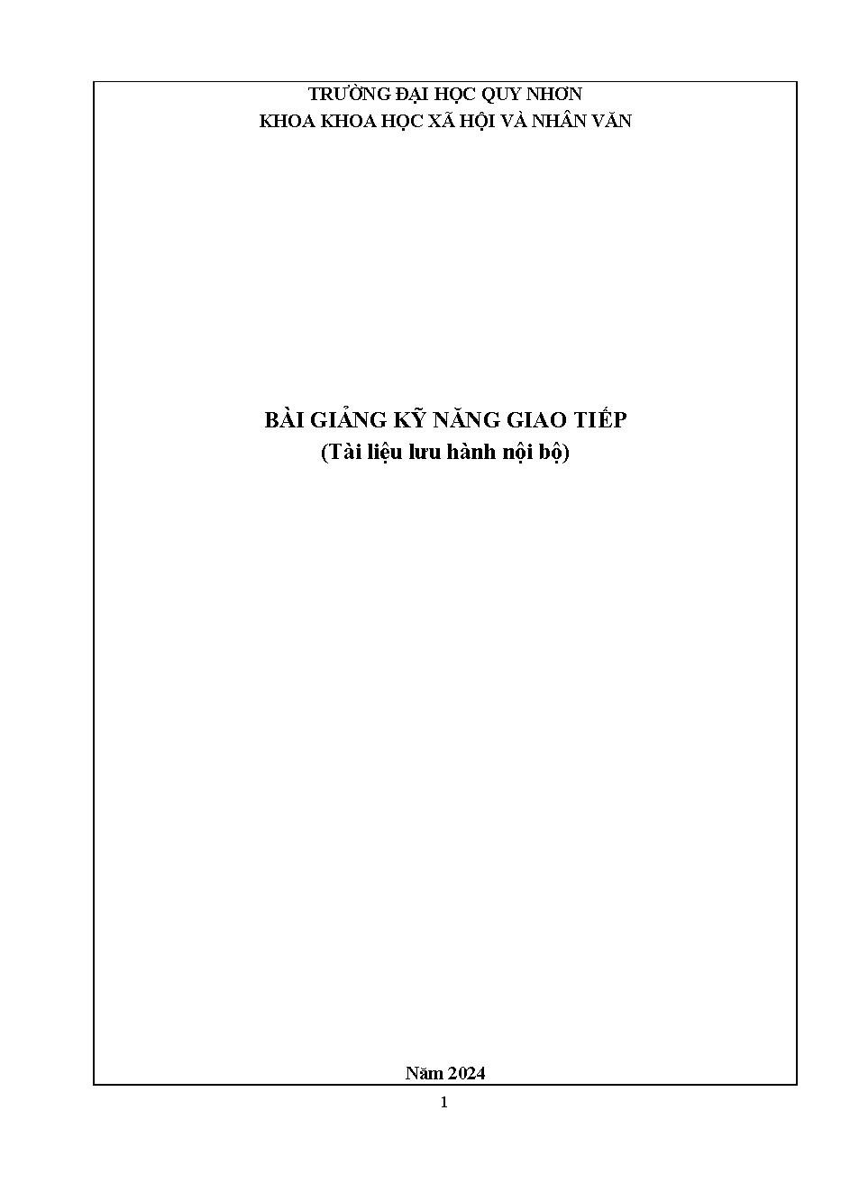Bài giảng Kỹ năng giao tiếp (Lưu hành nội bộ)