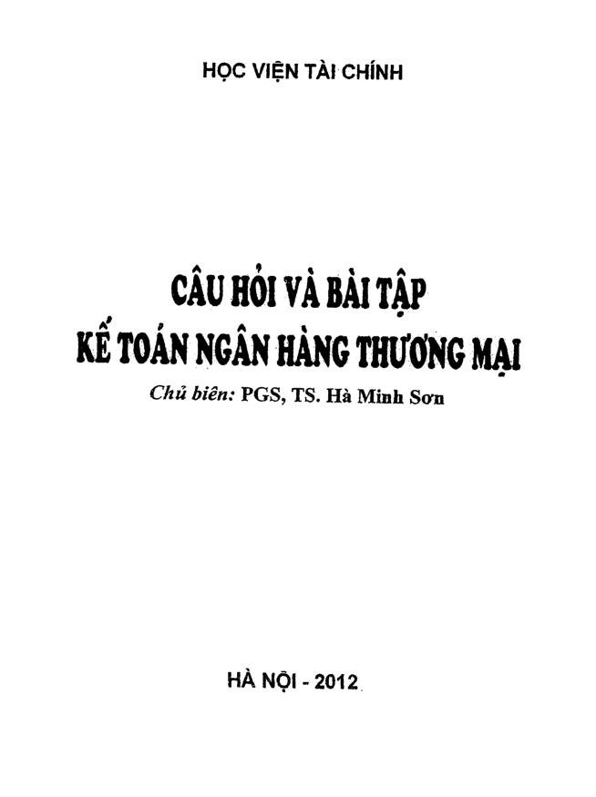 Câu hỏi và Bài tập kế toán ngân hàng thương mại