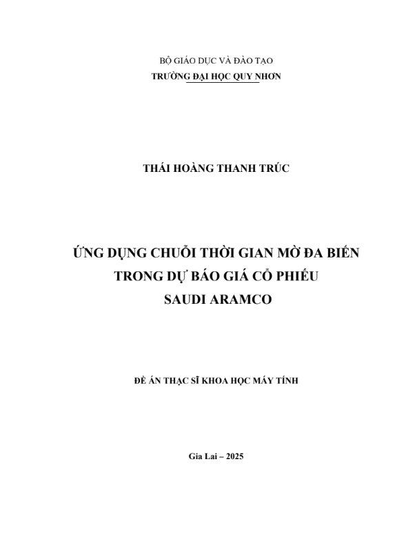 Ứng dụng chuỗi thời gian mờ đa biến trong dự báo giá cổ phiếu Saudi Aramco