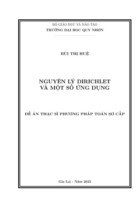 Nguyên lý Dirichlet và một số ứng dụng