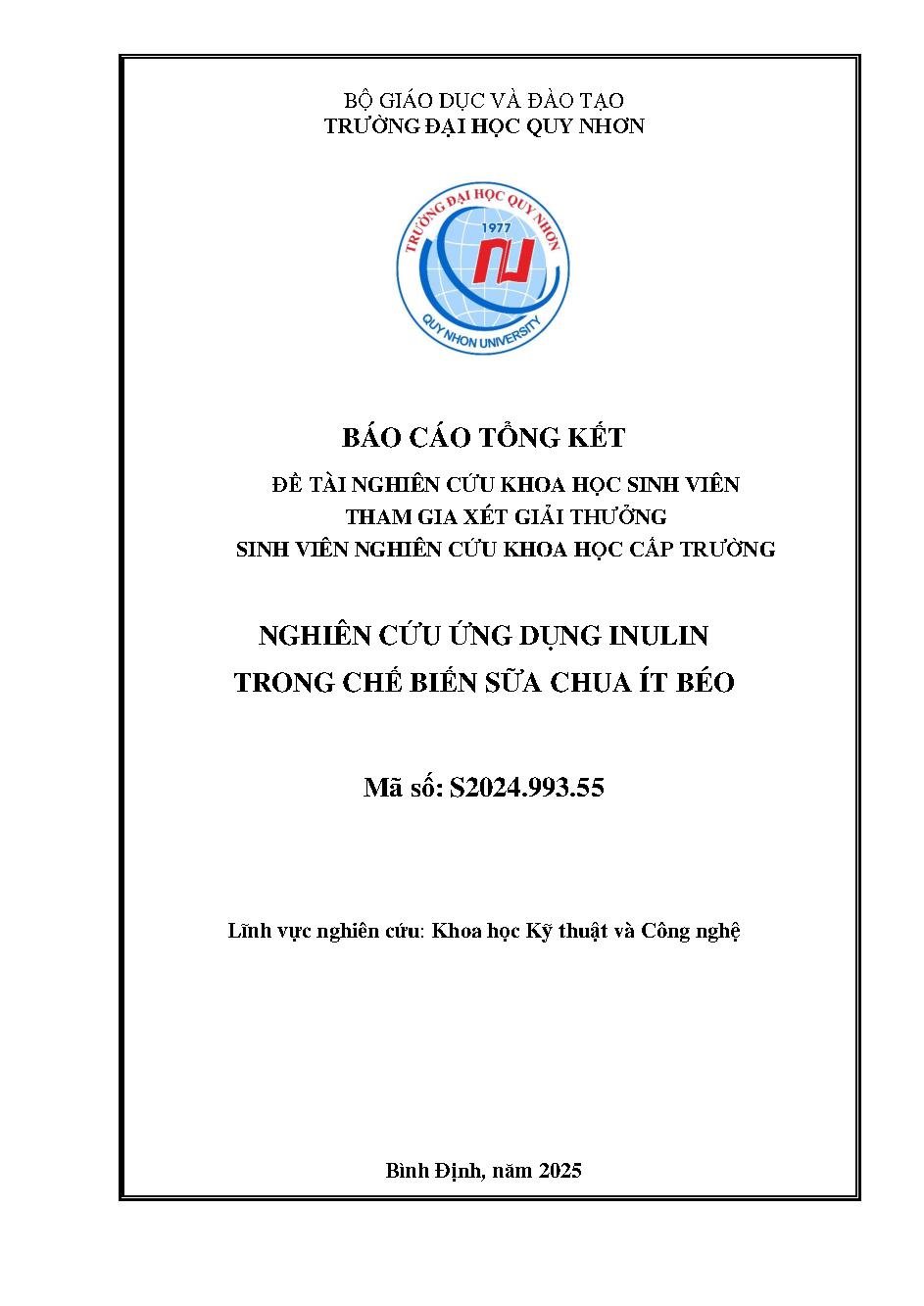 Nghiên cứu ứng dụng inulin trong chế biến sữa chua ít béo