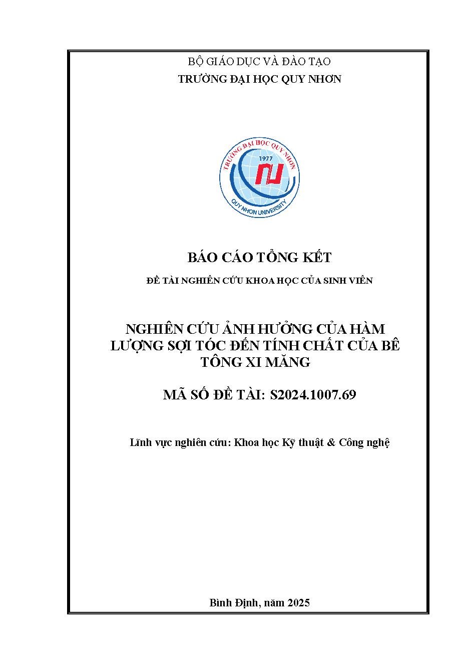 Nghiên cứu ảnh hưởng của hàm lượng sợi tóc đến tính chất của bê tông xi măng