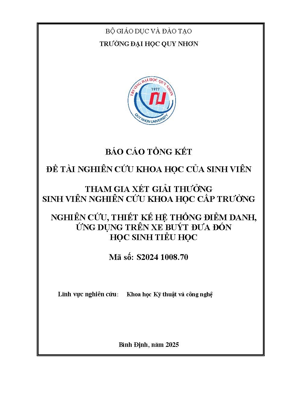 Nghiên cứu, thiết kế hệ thống điểm danh, ứng dụng trên xe buýt đưa đón học sinh tiểu học