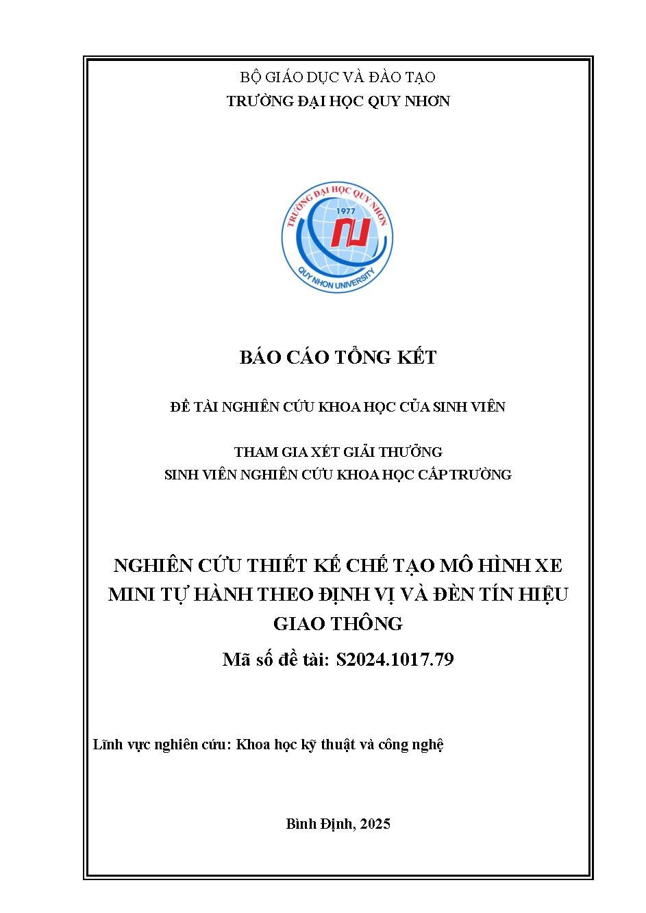 Nghiên cứu thiết kế chế tạo mô hình xe mini tự hành theo định vị và đèn tín hiệu giao thông
