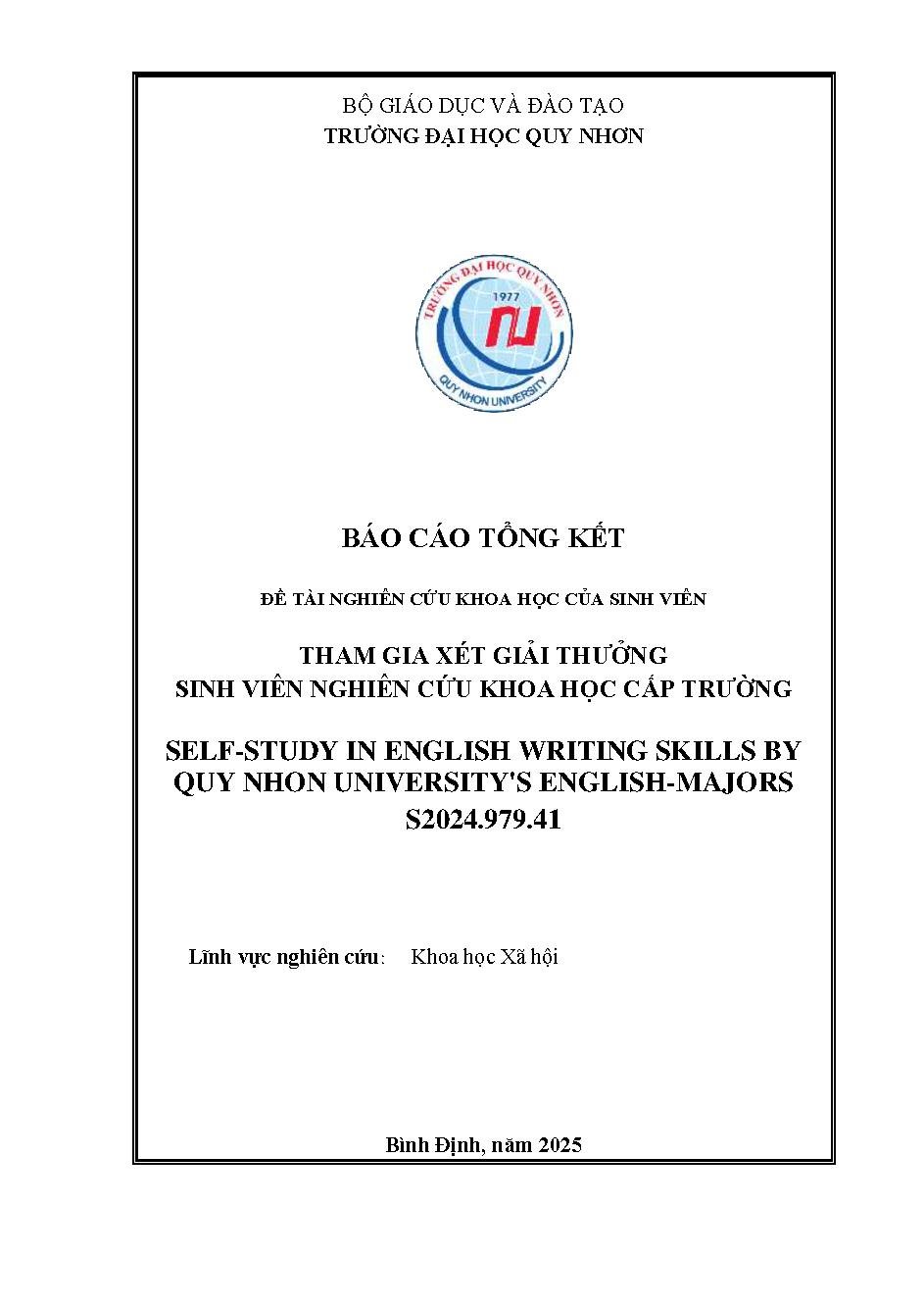 Self-study in English Writing Skills by Quy Nhon University's English-majors
