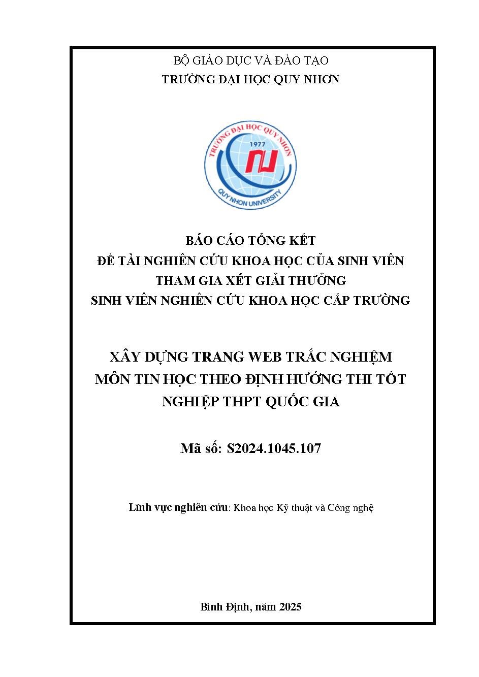 Xây dựng website trắc nghiệm môn Tin học theo định hướng thi tốt nghiệp THPT Quốc gia
