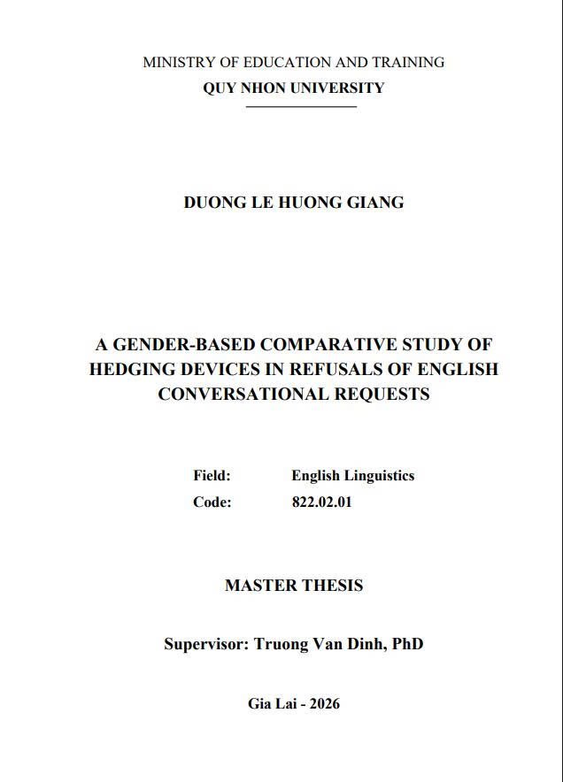 A GENDER-BASED COMPARATIVE STUDY OF HEDGING DEVICES IN REFUSALS OF ENGLISH CONVERSATIONAL REQUESTS